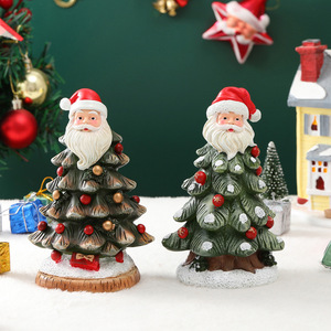 Christmas Tree Santa Head Resin <b>Craft</b> Mini Decor Holiday Gift Desktop Ornament - Product Image 2