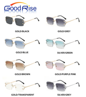 2025 Designer De Luxe Lunettes De Soleil Classique En Métal Sans Monture Diamant Coupe UV400 Or Rouge pour Femmes Hommes Italie Inspiré Pare-Soleil