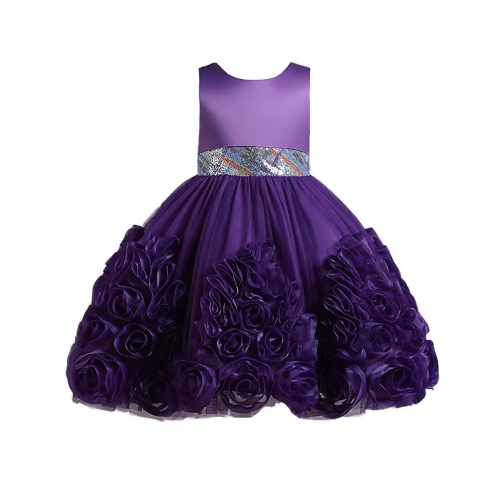 Children princess dress evening dress little girl on the runway flowers shaggy yarn flower boy master costume 68068