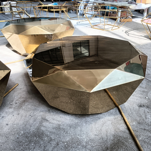 <span class=keywords><strong>Table</strong></span> basse de style moderne en métal décorée de diamants de luxe à surface miroir pour événement de mariage - Product Image 5