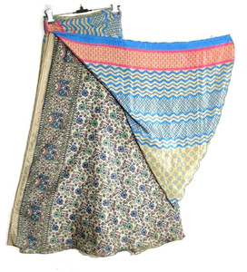 Women's Vintage Style Reversible Floral Magic <b>Wrap</b> Maxi <b>Skirt</b> Free Size Beach-Ready Recycled Silk <b>Long</b> Breathable Eco-Friendly - Product Image 5