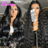 Perruques Lace Front de Luxe Haute Densité, Ondulées et Bouclées, avec Frange, Perruque Frontale HD 13x6, Cheveux Humains Vierges à Cuticules Alignées