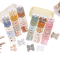 Set Jepit Rambut Kain untuk Anak-Anak, Desain Kotak-kotak, Polkadot, Bunga, dan Pita, Gaya Eropa Amerika, Buatan Tangan, Aksesoris Rambut Mini yang Lucu