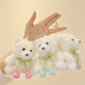 Gantungan Kunci Boneka Beruang Teddy Custom dengan Pita Tulip Grosir, Liontin Hewan Boneka Lembut, Mainan Beruang Lucu untuk Hadiah & Gantungan Tas - Product Image 3