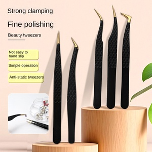 Nagelpflege-Werkzeuge Edelstahl Goldene Feder-Pinzette Delfin-Pickel-Entferner Multifunktionale Präzisionspinzette für Maniküre Schwarz - Product Image 1