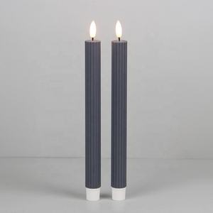 <span class=keywords><strong>Chandelier</strong></span> conique sans flamme décoratif ivoire côtelé 3D véritable flamme en plastique LED alimenté par batterie pour les vacances - Product Image 4