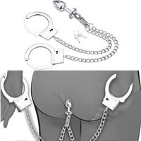BDSM - Plug anal avec menottes métalliques verrouillables - Ensemble de restraints en acier inoxydable pour poignets - Jouets sexuels pour adultes - Jeux sexy pour femmes et couples
