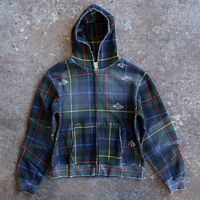 YYSY Streetwear – Vestes zippées oversize en tricot gaufré délavé et vieilli, coupe courte, pour hommes, et sweats à capuche en flanelle à carreaux – Fabricant
