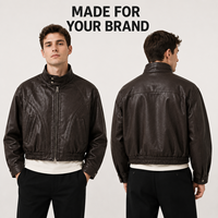 Blouson Bomber en Cuir Col Montant Personnalisé Style Luxe Discret pour Homme, Idéal Course Moto, Prise en Charge de la Broderie OEM