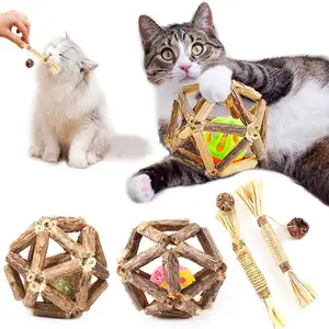 Wholesale Cat Chew Toy Natural Silvervine Sticks Cat Toys With Catnip Ball And Bell Ball