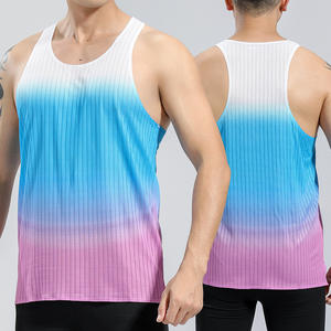 ジムタンクトップ軽量3色サイドスプリットデザインシングレットメンズドライフィットスポーツランニングベストカスタムプリント屋外 - Product Image 1