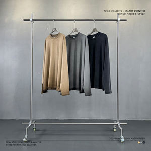 T-shirt personalizzata 275g a maniche lunghe con fondo inverso e colore fritto con fondo rovesciato Unisex felpa a girocollo retrò - Product Image 2