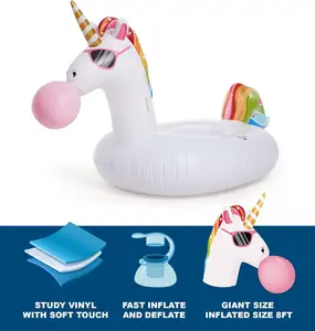 New Design Inflatable Unicorn Pool Float Funny Floatie Ride On Blow Up Summer Beach Toy Pool Party Float For Adults Kids