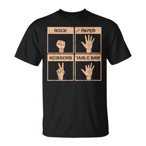 Camiseta Rock Paper Scissors con diseño de lesión de dedos faltantes por sierra de mesa - Product Image 1