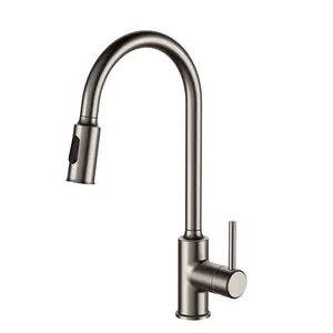 Geborsteld Nikkel Antieke Aanrecht Mixer Sproeier Pull Down Warm En Koud Water Wassen Tap Met Cupc Certificering