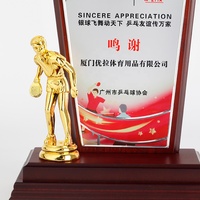 Plaques sportives en bois pour tennis et ping-pong, trophées et statues métalliques pour cadeaux de bienvenue, objets promotionnels avec logo et récompenses - Vente en gros