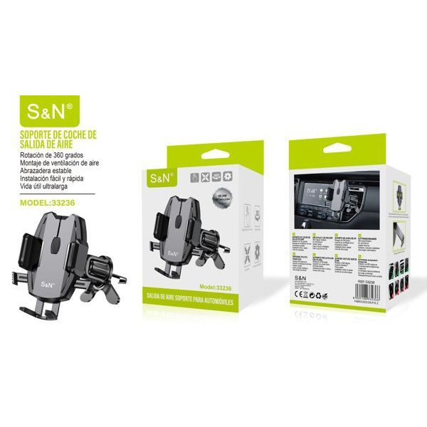 S&N New Plastic Car Phone Holder Air Vent Mount 360 Degree Rotation Universal Fit for Mobile Devices China