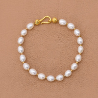 Bracelet à breloques en perles d'eau douce naturelles, design exclusif Norns, argent sterling S925 plaqué or, incrustation de zircon