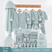 Ensemble cadeau pour bébé en coton 100% - Style décontracté pour le printemps - Motif de dessin animé - Tissu peigné - 19/21/23 pièces