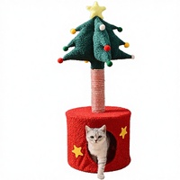 Lit pour chat en forme de sapin de Noël en bois, structure d'escalade réglable avec poteau à gratter intégré, arbre à chat personnalisé