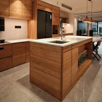 Armoires de cuisine modernes en chêne blanc massif sur mesure, avec structure en MDF, écologiques, résistantes à l'eau, pour villa de luxe, fabriquées en Chine