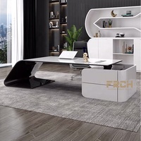 Meubles de bureau haute brillance OEM design moderne de couleur personnalisée Table de bureau en bois pour directeur général Boss