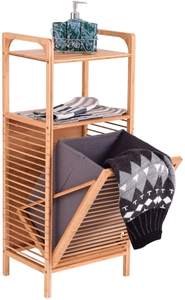 Cesto de ropa suja, directo de fábrica, contenedor de almacenamiento de ropa, cesto de lavandería de madera plegable, clasificadores, cesta de lavandería de bambú con estante - Product Image 2