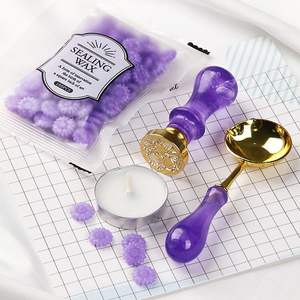 Sealing Wax Stamp Set Bubble Blister <b>Kit</b> With Handle Spoon And Wax Granules For Wedding Art Candle Making - Product Image 4