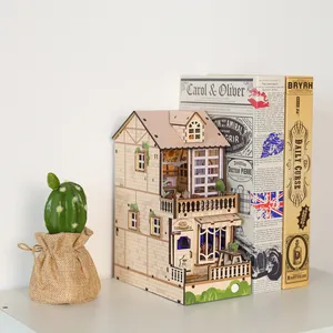 Puzzle 3D casa in miniatura artigianale in legno fai da te libro angolo una Idea creativa inserto scaffale