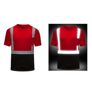 เสื้อโปโลผ้าระบายอากาศสำหรับทำงาน มีกระเป๋าหน้าอก สะท้อนแสงมองเห็นได้ชัดเจน สีสันสดใส แขนสั้น - Product Image 3