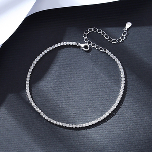 Braccialetto a catena in rodio da donna con ciondolo e zircone da 2mm 925 coreano in <span class=keywords><strong>argento</strong></span> Sterling moda ragazza 925 - Product Image 5