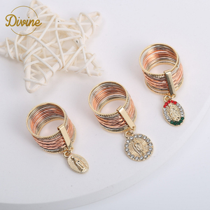 Joyería de 7 Días en Varios Colores, 14k Chapado en <span class=keywords><strong>Oro</strong></span>, Religiosa, Virgen María, 7 Brazaletes Semanarios en <span class=keywords><strong>Oro</strong></span> Laminado, Anillos de Lujo para Mujer - Product Image 5