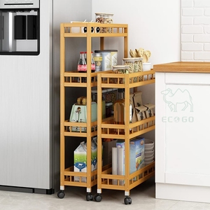 Carro de cocina de bambú Carro móvil multicapa Estante de almacenamiento multifuncional Carro respetuoso con el medio ambiente - Product Image 1