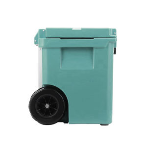 กล่องเก็บความเย็นแบบมีล้อสำหรับชายหาด ขนาด 45 ควอร์ต คุณภาพสูง ผลิตจากพลาสติก PE แบบ Rotomolded ทนทานต่อการใช้งานซ้ำ กันน้ำได้ พกพาสะดวก พร้อมฉนวนกันความร้อน สามารถปรับแต่งได้ - Product Image 4