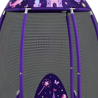 Mini trampoline pour enfants violet en forme de fusée avec filet de protection pour jouer à l'intérieur et à l'extérieur