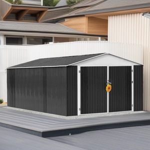 Caseta de acero moderna de 10x12 pies con puerta doble para almacenamiento exterior de herramientas de jardín - Product Image 2