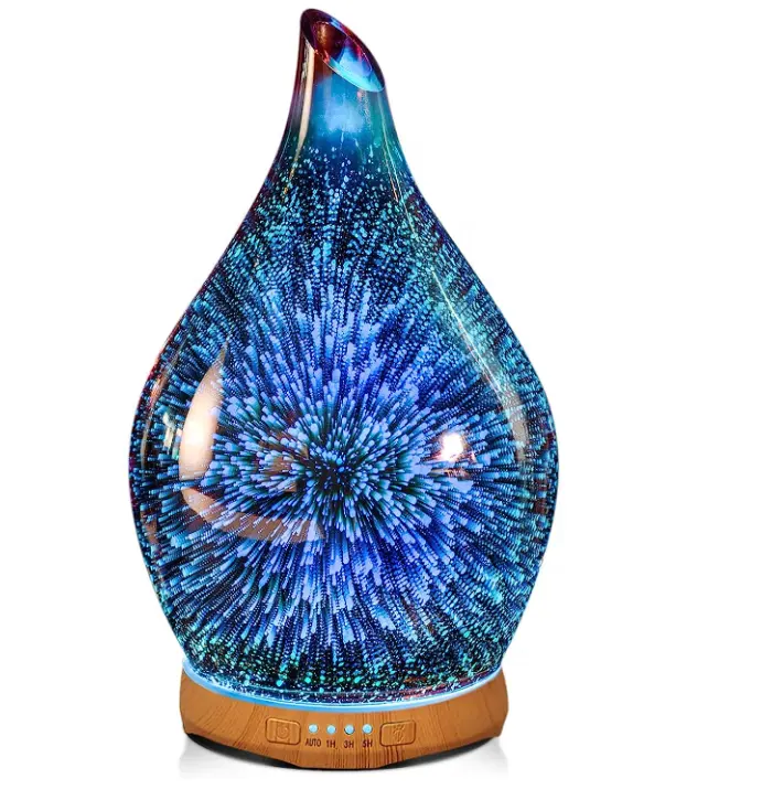 280ml Essential Oil Diffuser 3D Hand-Blown Glass Aroma Diffusor Aromatherapy Cool Mist deffuser 7 Color Changing