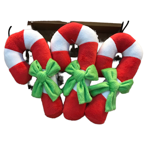Quietschendes Hundespielzeug, Cartoon-Weihnachtszuckerstange, Luxuriöses Plüsch-Interaktivspielzeug - Product Image 1