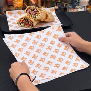 Eco Friendly Custom Logo Printing Food Wrapping <b>Paper</b> Wax/PE Coated <b>Greaseproof</b> <b>Paper</b> for Burger Sandwich Bread Food Packaging - Product Image 1