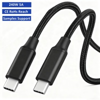 Kabel Data Tipe C Pengisian Cepat 1m 2m 3m 240W 5A USB-C ke Tipe-C Kabel Pengisi Daya Data Terjalin 3ft 6ft 10ft USB C Ladekabel USBC