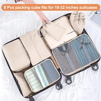 Ensemble de 8 pièces de cubes d'emballage, sac organisateur de bagages, durable, portable, logo personnalisé, ensemble de sacs de rangement essentiels pour la famille