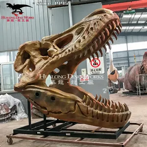 Scheletro del cranio del dinosauro di simulazione all'aperto a grandezza naturale