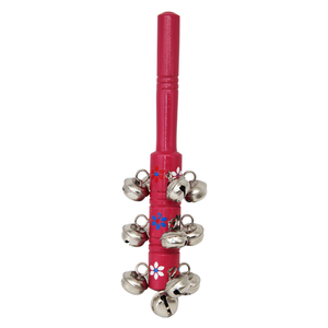 <span class=keywords><strong>Campana</strong></span> de mano de madera con sonajero <span class=keywords><strong>y</strong></span> campanillas plateadas para clase de música infantil - Product Image 1