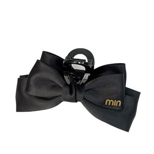 Fermaglio per Capelli Personalizzabile da <span class=keywords><strong>Donna</strong></span> e Ragazza, Grande, Bianco Crema con Fiocco Nero Carino in Raso Lussuoso, con Artigli in Metallo, Accessorio per Capelli Originale - Product Image 5