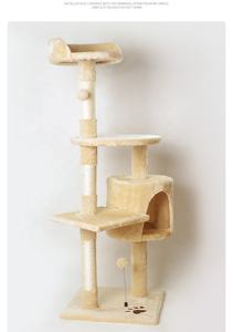 Arbre à chat <span class=keywords><strong>de</strong></span> luxe à 4 niveaux avec grand condo et hamac - Panneau E1, peluche 350 g/m², poteaux à gratter en sisal <span class=keywords><strong>de</strong></span> 3 mm, utilisation multi-chats - Product Image 5