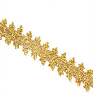 Clothing Accessories Eco-Friendly Gold and Silver Metallic Lace <b>Trim</b> with <b>Beaded</b> Sequins 3.5cm Width Embroidered - Product Image 3