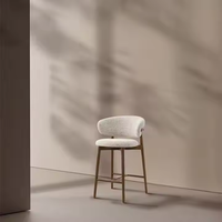 Tabouret de bar moderne en bois massif JP avec repose-pieds en tissu – Idéal pour la maison, la salle à manger, le parc, la salle de sport, la salle de bain, l'école et les centres commerciaux