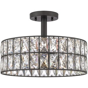 Lámpara de Araña Moderna y Opulenta de Metal Negro y Panel de Cristal, Semi-Pendiente |   Iluminación de Lujo para Salón de Banquetes de Hotel y Vestíbulo Premium - Product Image 1