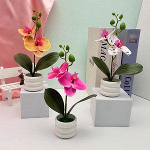 Paulon Artificial Phalaenopsis Orchid Bonsai 23cm High Wedding Home Decoration Indoor Outdoor <b>Potted</b> <b>Plant</b> - Product Image 3