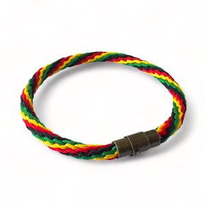 Pulsera Trenzada Rasta <span class=keywords><strong>Reggae</strong></span> Jamaica Roja, Amarilla, Verde y Negra, Cordón Encerado, Cierre de Pulsera, Hecha a Mano - Product Image 4